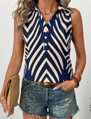 Bluza SHEIN, albastru/crem