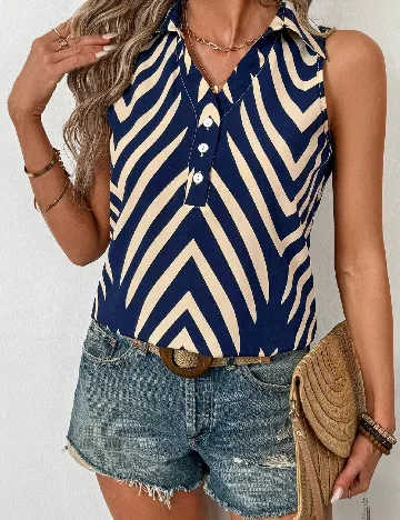 Bluza SHEIN, albastru/crem