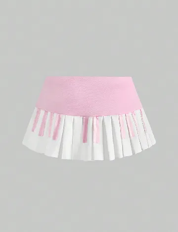 Fusta pantalon Romwe, roz/alb