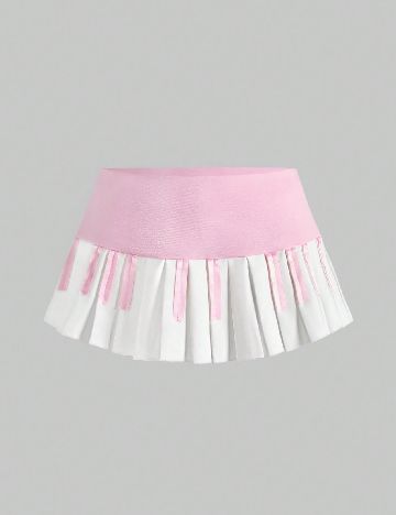 Fusta pantalon Romwe, roz/alb