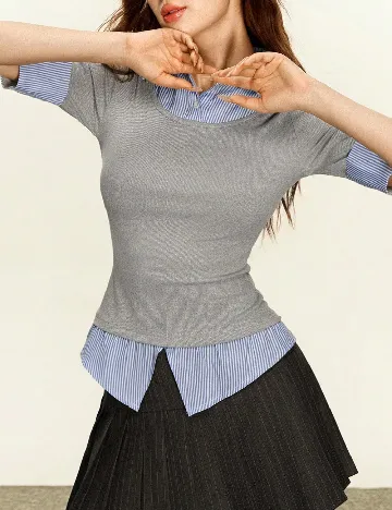 Bluza SHEIN, albastru/gri