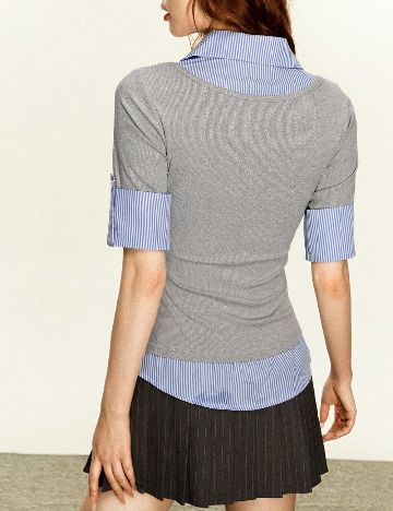 Bluza SHEIN, albastru/gri