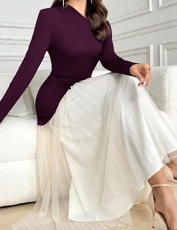 Rochie lunga SHEIN, mov/ecru