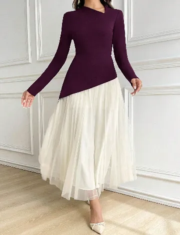 Rochie lunga SHEIN, mov/ecru