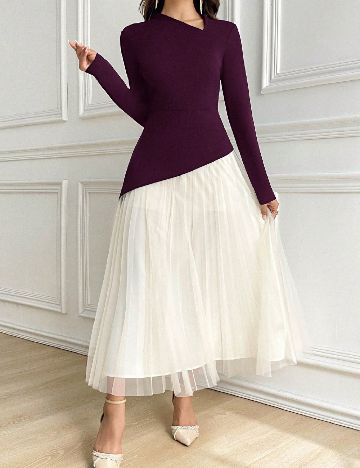 Rochie lunga SHEIN, mov/ecru