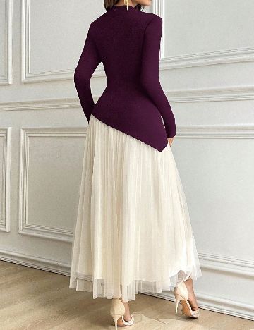 Rochie lunga SHEIN, mov/ecru