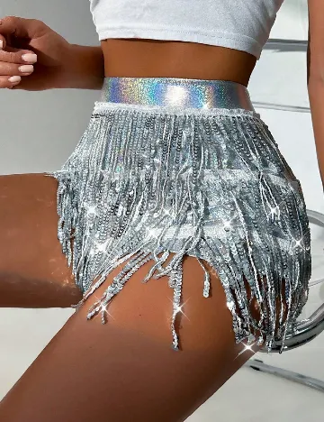 Pantaloni scurti SHEIN, argintiu