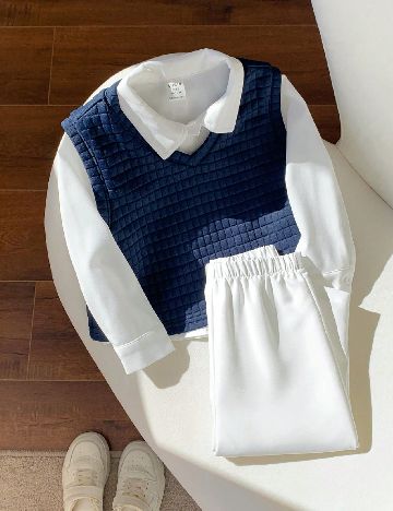 Compleu Shein Kids, alb/bleumarin