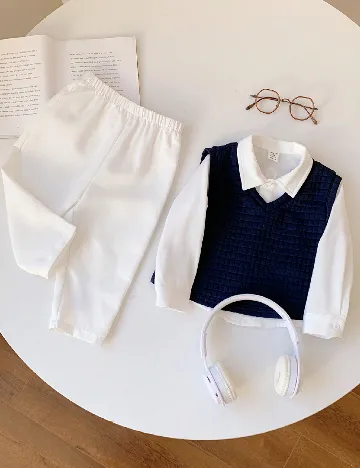 Compleu Shein Kids, alb/bleumarin