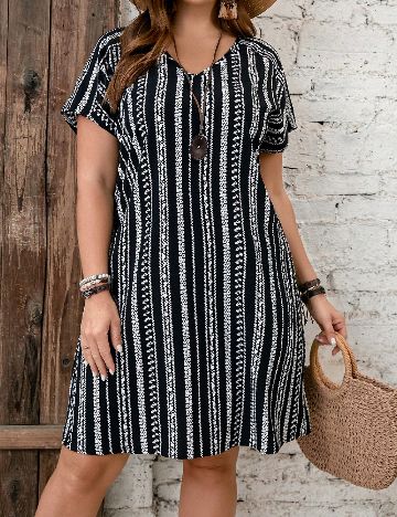 Rochie scurta Emery Rose Curve, negru/alb