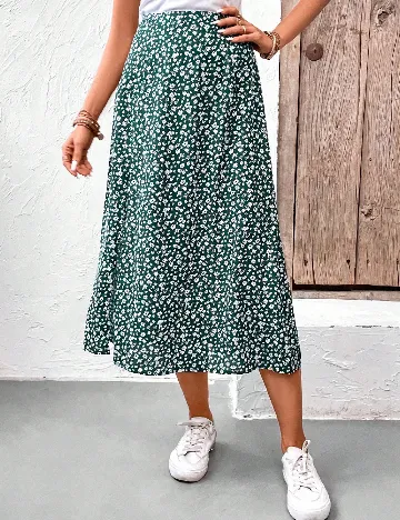 Fusta SHEIN, verde/alb