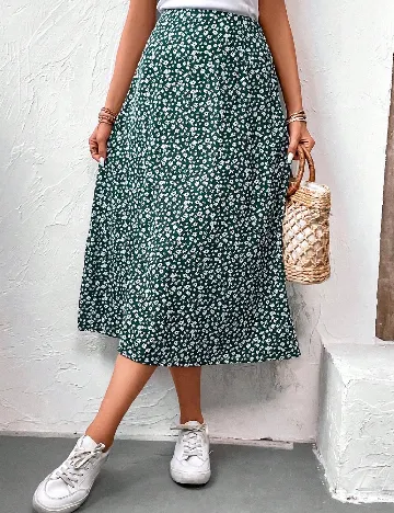 Fusta SHEIN, verde/alb