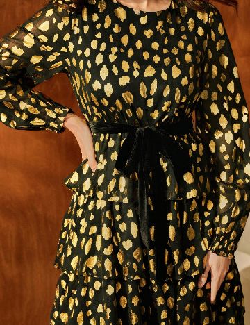 Rochie lunga Anewsta, negru/auriu