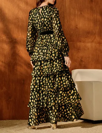 Rochie lunga Anewsta, negru/auriu