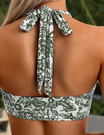 Costum de baie SHEIN, alb/verde