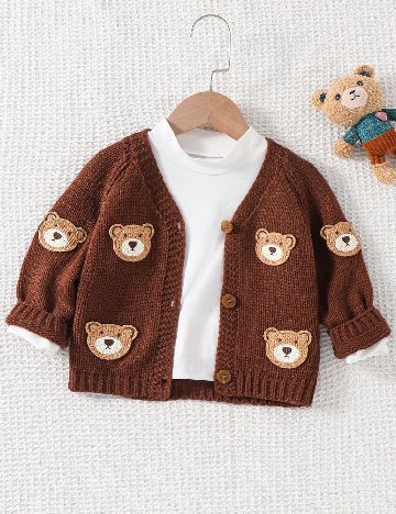 Cardigan Shein Kids, maro inchis