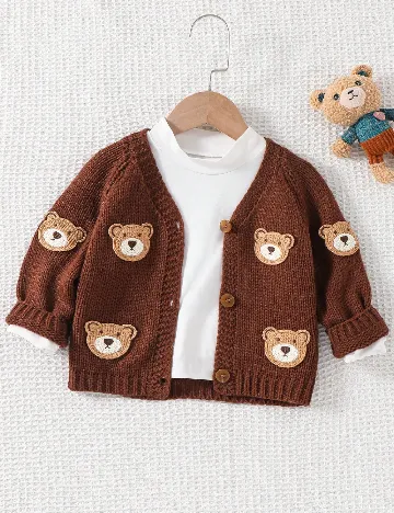 Cardigan Shein Kids, maro inchis