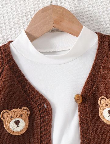 Cardigan Shein Kids, maro inchis