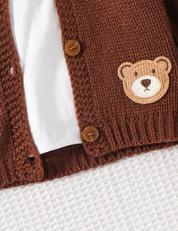 Cardigan Shein Kids, maro inchis