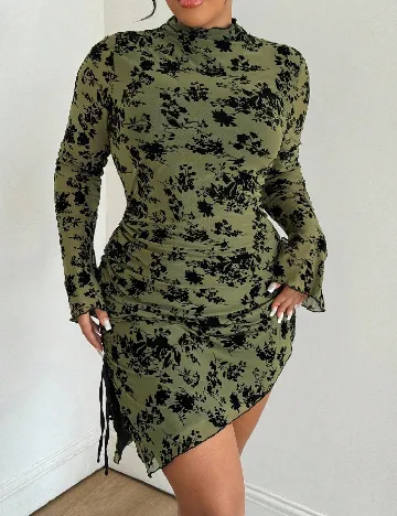 Rochie scurta SHEIN CURVE, verde/negru