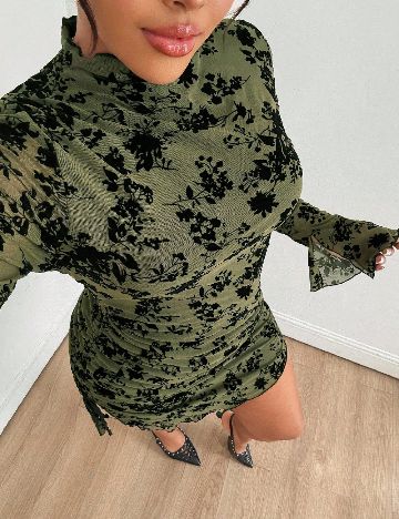 Rochie scurta SHEIN CURVE, verde/negru