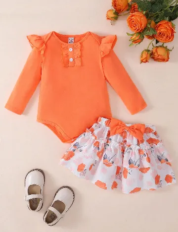 Compleu Shein Kids, portocaliu/alb