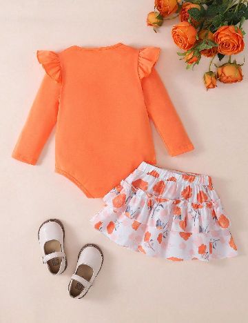 Compleu Shein Kids, portocaliu/alb