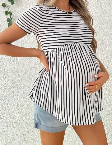 Tricou SHEIN Maternity, alb/negru