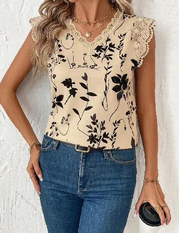 Bluza SHEIN, crem/negru