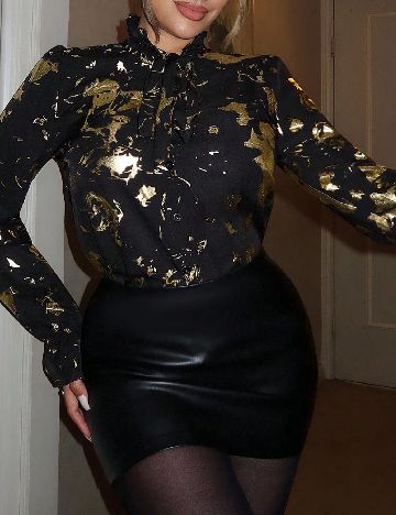 Camasa SHEIN, negru/auriu