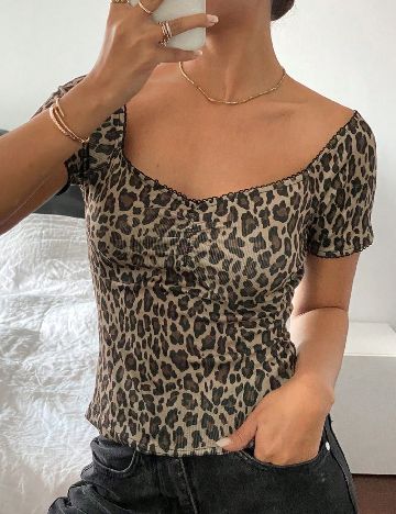 Tricou Dazy, animal print