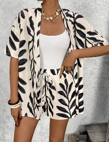 Compleu SHEIN, ecru/negru