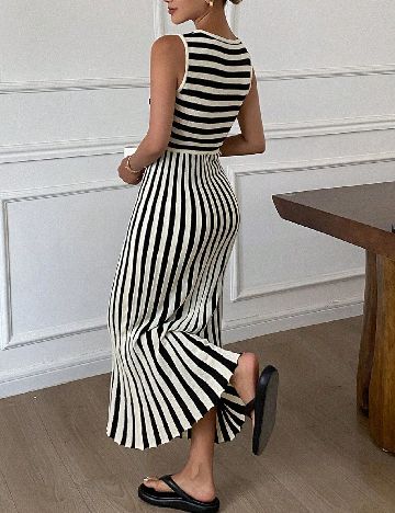 Rochie lunga Dazy, alb/negru