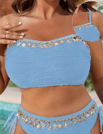 Sutien de baie SHEIN CURVE, albastru