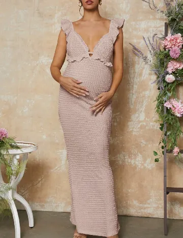 Rochie lunga SHEIN Maternity, roz pal