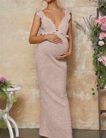 Rochie lunga SHEIN Maternity, roz pal