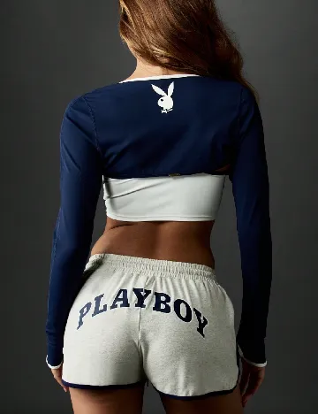 Set top si bolero Missguided, alb/bleumarin