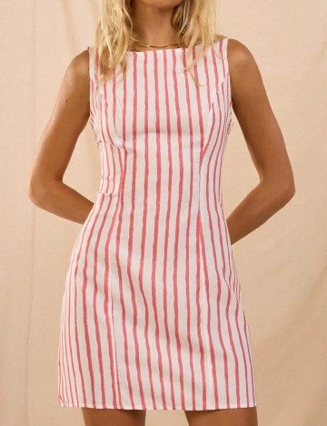 Rochie scurta SHEIN, alb/roz