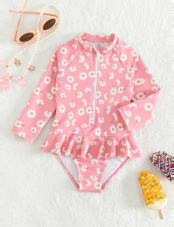Costum de baie Shein Kids, roz