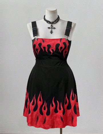 Rochie scurta SHEIN CURVE, negru/rosu