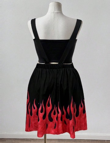 Rochie scurta SHEIN CURVE, negru/rosu