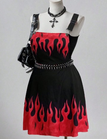 Rochie scurta SHEIN CURVE, negru/rosu