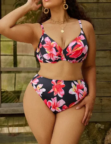 Costum de baie SHEIN CURVE, floral print