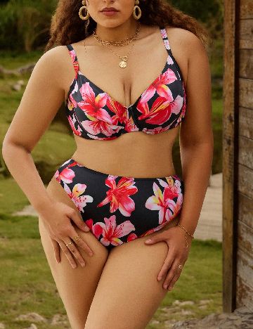 Costum de baie SHEIN CURVE, floral print