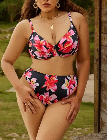 Costum de baie SHEIN CURVE, floral print