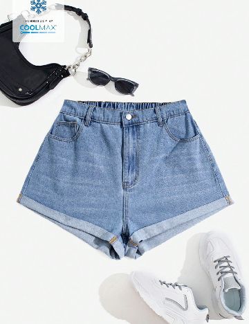 Pantaloni scurti SHEIN CURVE, albastru