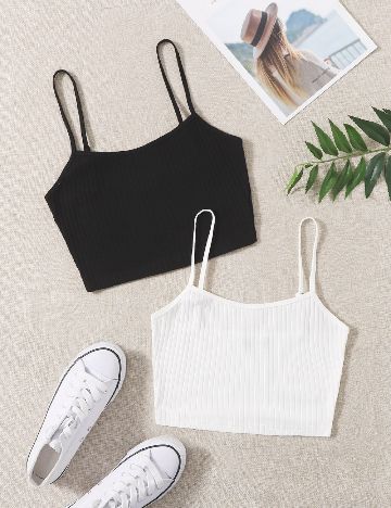 Set topuri 2 bucati SHEIN, alb/negru