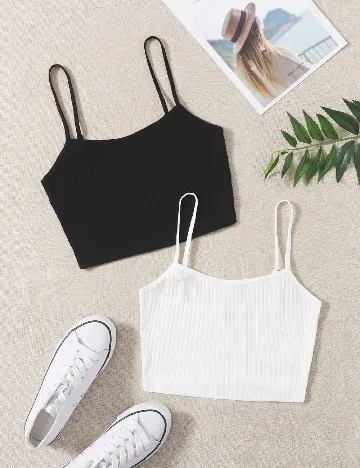 Set topuri 2 bucati SHEIN, alb/negru