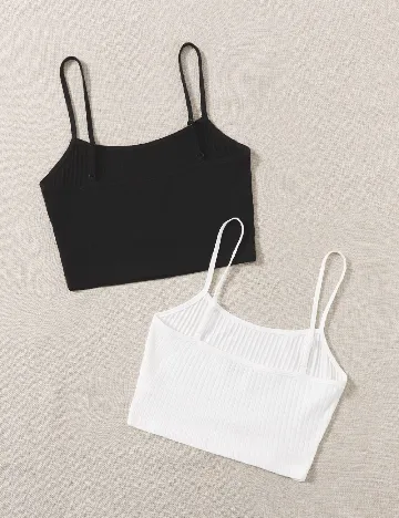 Set topuri 2 bucati SHEIN, alb/negru