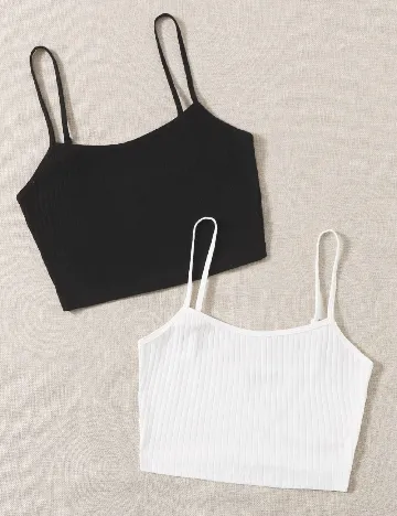 Set topuri 2 bucati SHEIN, alb/negru